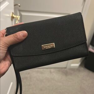 Kate Spade Black Saffiano Leather Wristlet Clutch